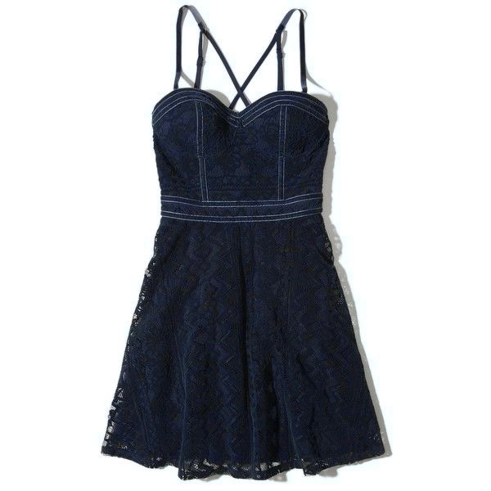 Hollister Flocked Lace Skater Dress BRAND NEW